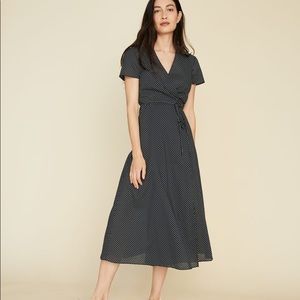 NEW Jenni Kayne Polka Dot Wrap Tie Dress Blue